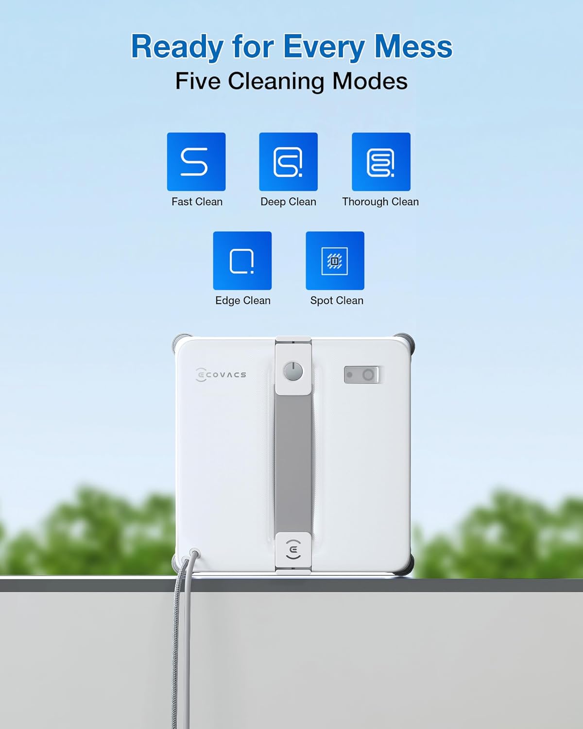 WINBOT mini 2 Automated Window Cleaner - 8000Pa Suction , 30-Minute Power-Off Protection