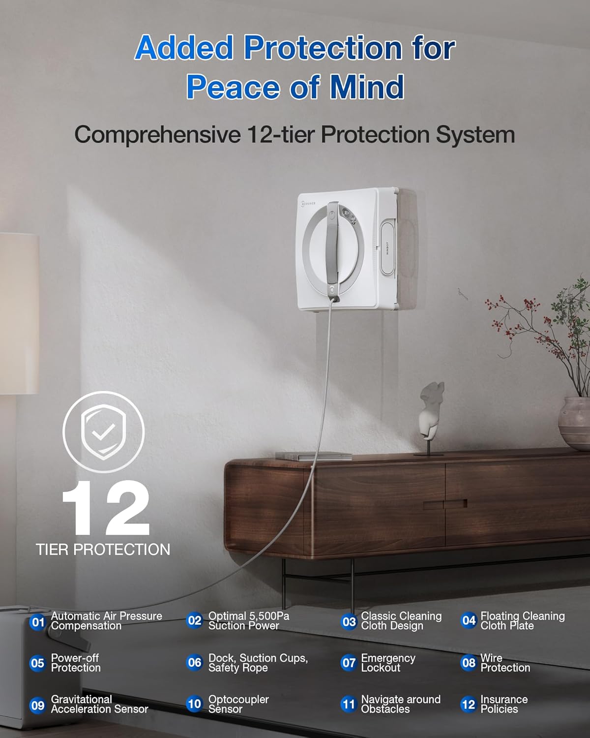 WINBOT W2 PRO OMNI Smart Window Cleaner - 110 Min Runtime, 5 500 Pa