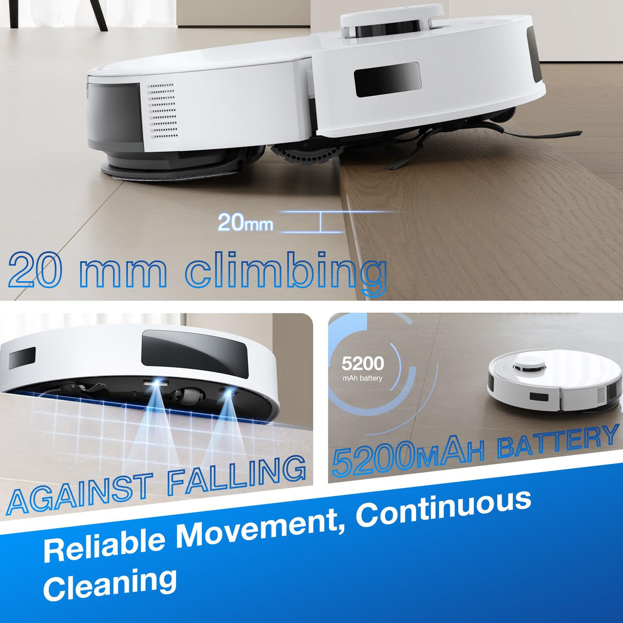 DEEBOT N20 PRO Robot Vacuum Cleaner - with OZMO PRO 2.0 Oscillating Mopping System, 8000Pa Suction, 300min Runtime