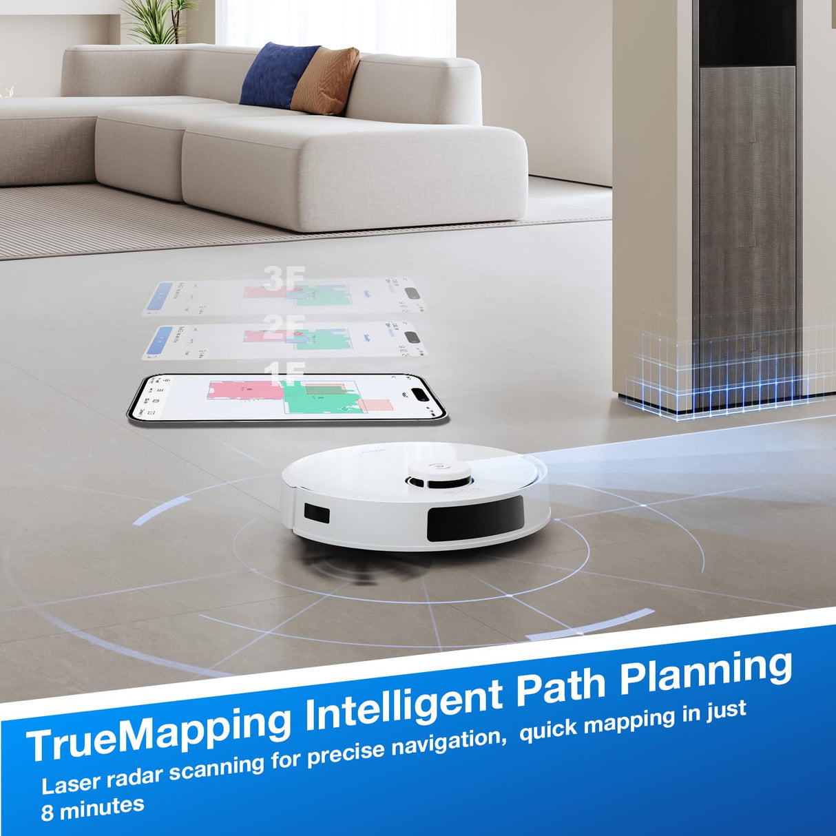 DEEBOT N20 PRO Robot Vacuum Cleaner - with OZMO PRO 2.0 Oscillating Mopping System, 8000Pa Suction, 300min Runtime