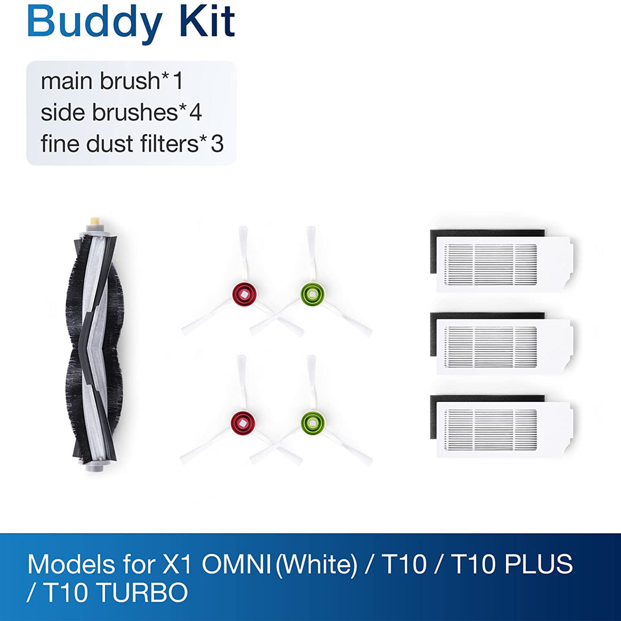 DEEBOT X1 OMNI/X1e OMNI/T10 Plus Buddy Kit - 5 Brush, 3 Filter/Sponge (White)