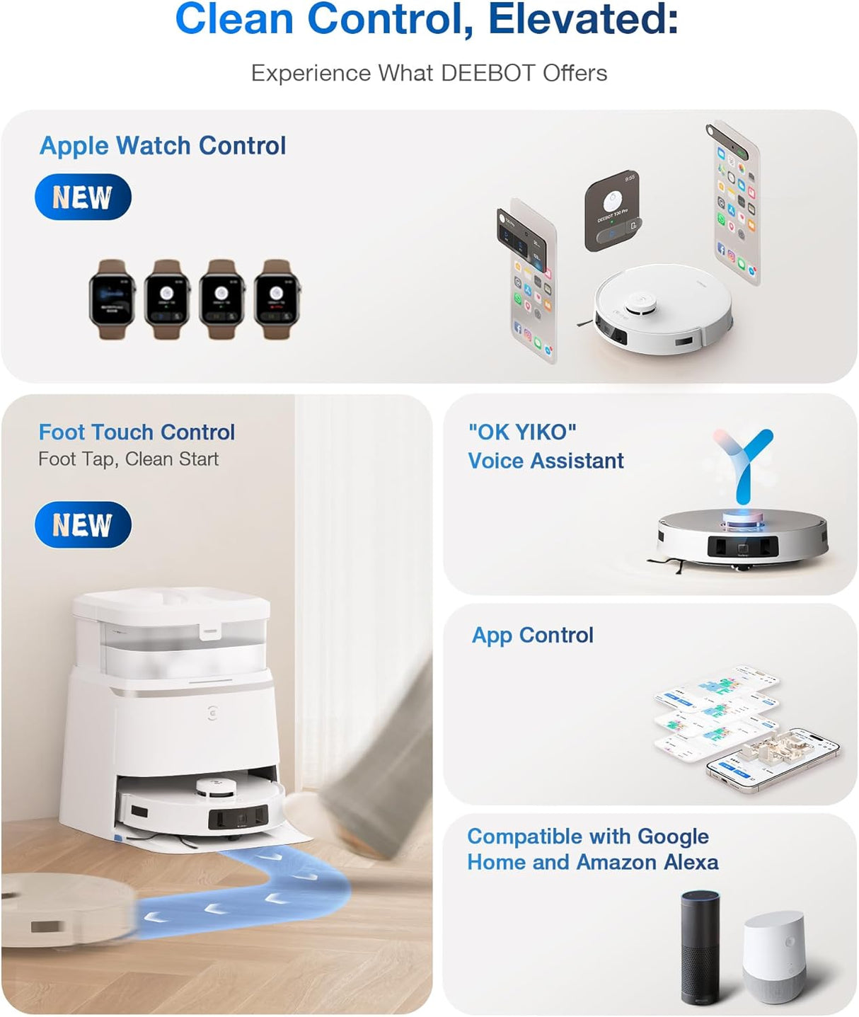 DEEBOT T30 PRO OMNI Robot Vacuum Cleaner - OMNI Station, 11000Pa Suction, 290min Runtime