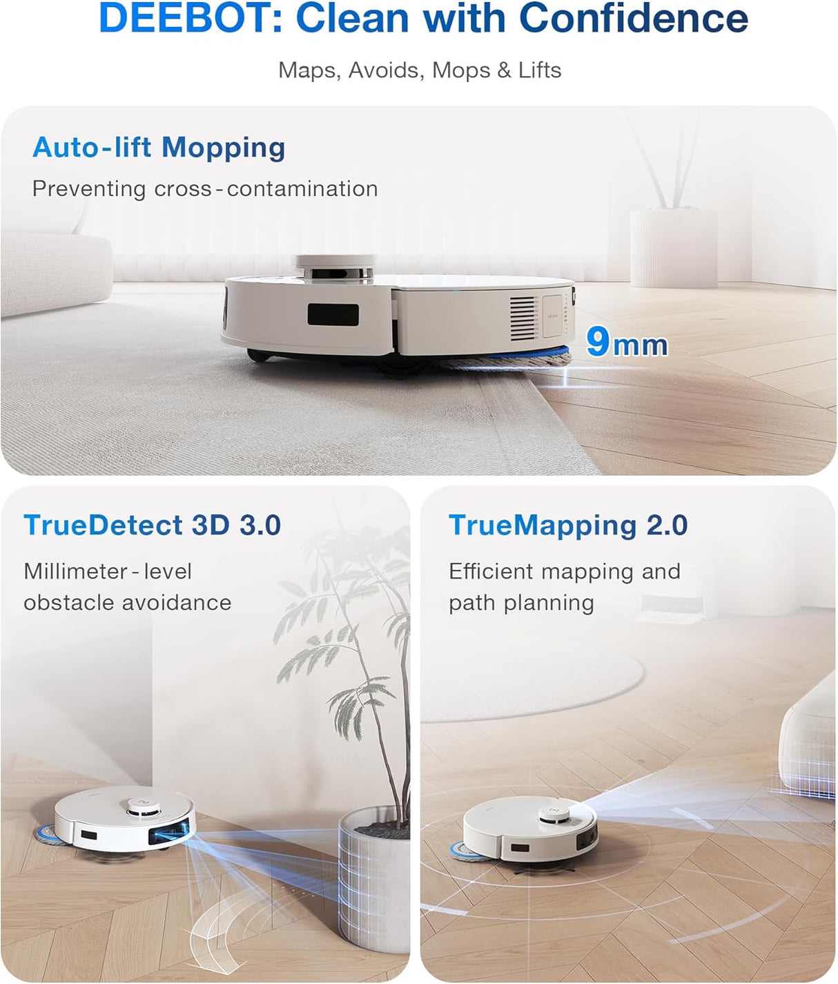 DEEBOT T30 PRO OMNI Robot Vacuum Cleaner - OMNI Station, 11000Pa Suction, 290min Runtime