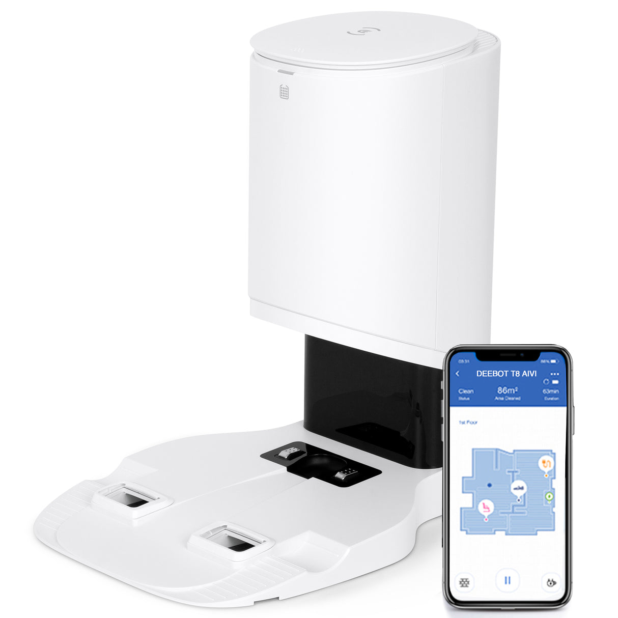 Auto-Empty Station for Deebot N10, N8 & T8 Family (2 Dust Bags Inc)