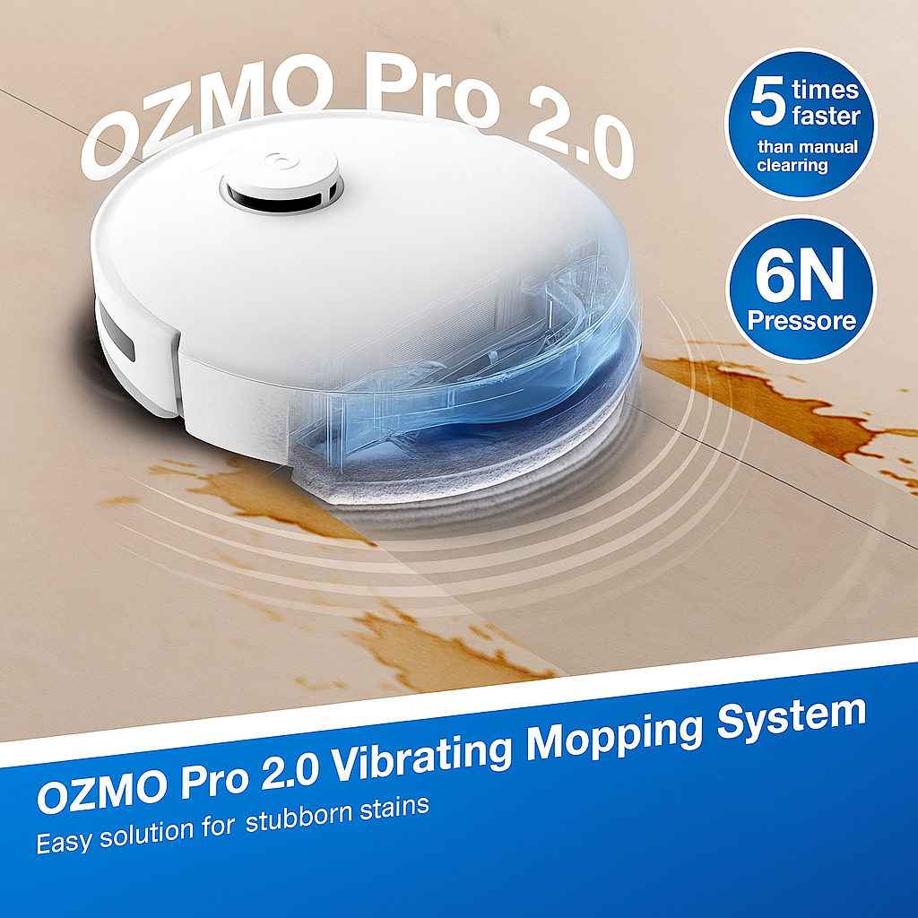 DEEBOT N20 PRO Robot Vacuum Cleaner - with OZMO PRO 2.0 Oscillating Mopping System, 8000Pa Suction, 300min Runtime