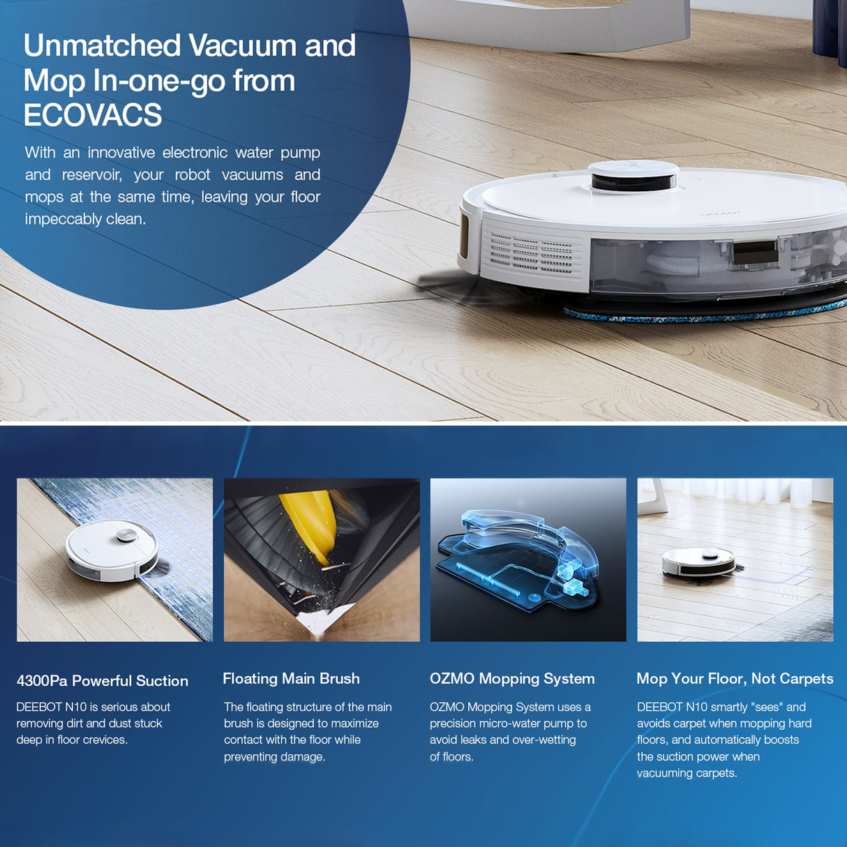 DEEBOT N10 Robot Vacuum Cleaner - 4300Pa, 330min Runtime, dToF  - UNBOXED DEAL