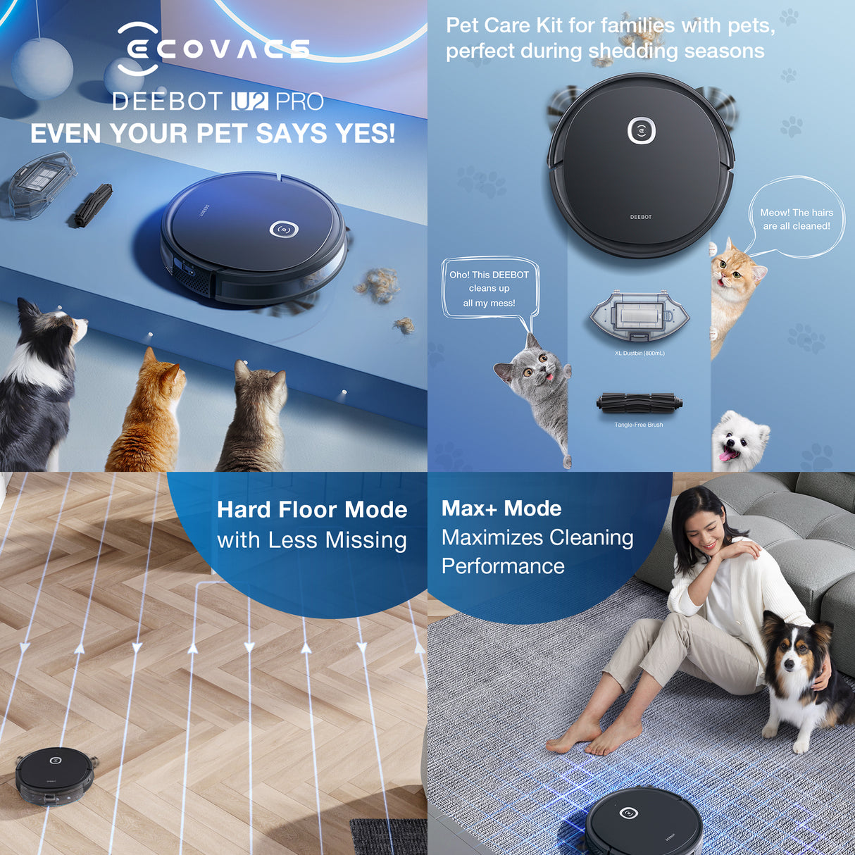 Deebot U2 Pro Robot Vacuum Cleaner - Pet Care Kit, 150min Runtime - UNBOXED DEAL