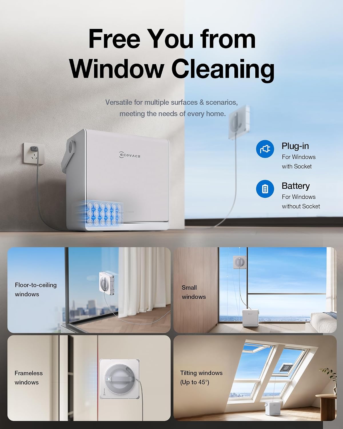 WINBOT W2S PRO OMNI Window Cleaning Robot - 10,000Pa Suction, 110min Runtime