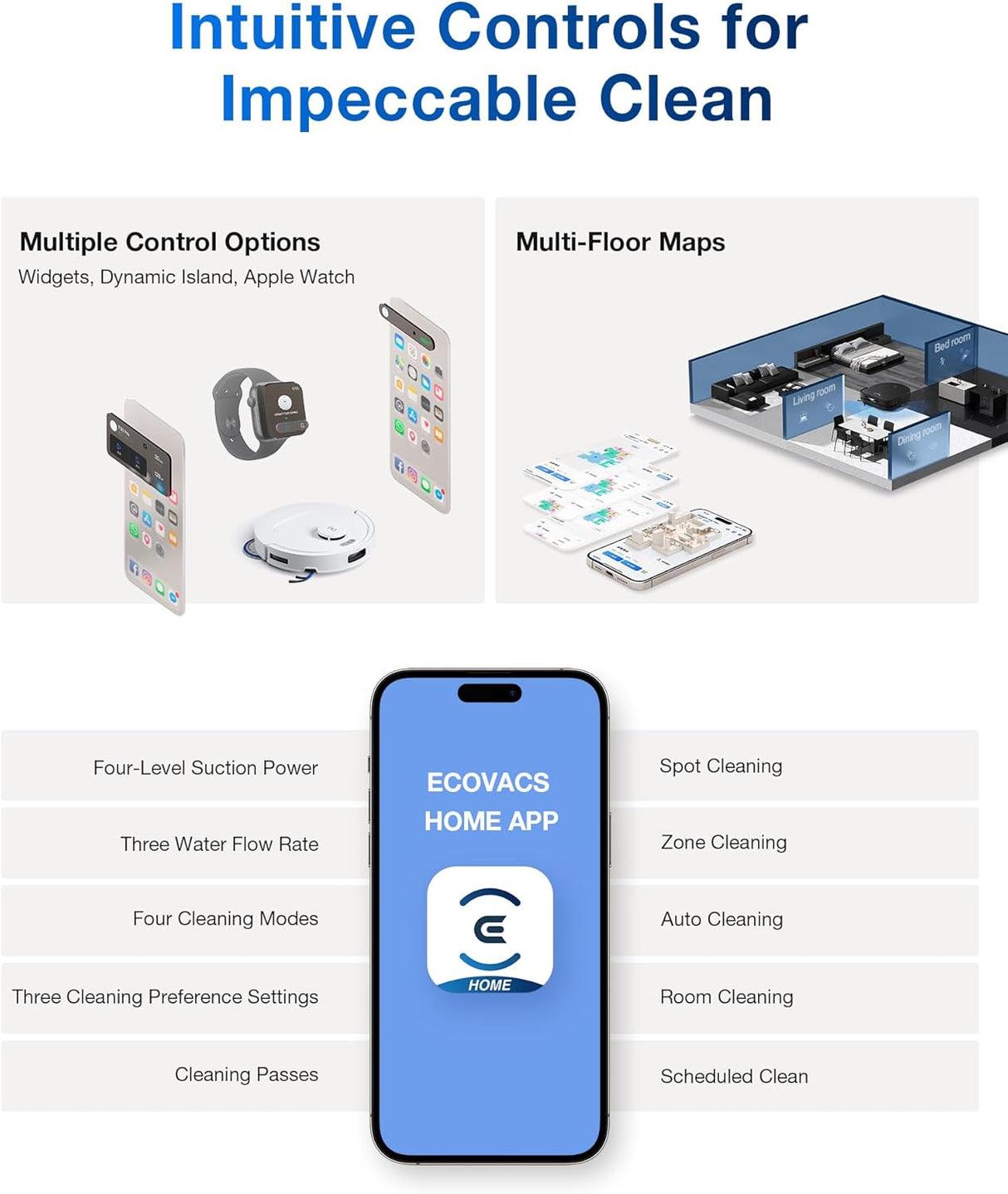 DEEBOT T30C Prime OMNI Robot Vacuum Cleaner - OMNI Station, 25,000Pa Suction, 180min Runtime