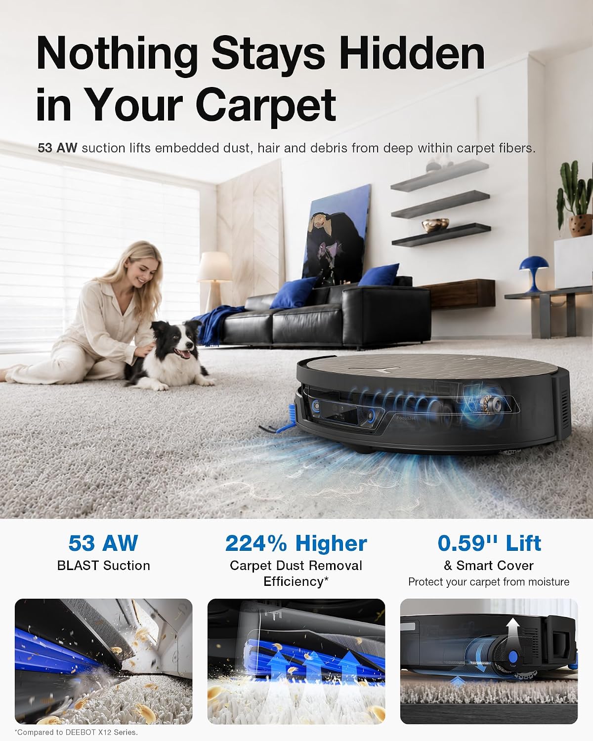 DEEBOT X12S OMNICYCLONE Wet Dry Vacuum Roller, OMNI Station, 22,000Pa