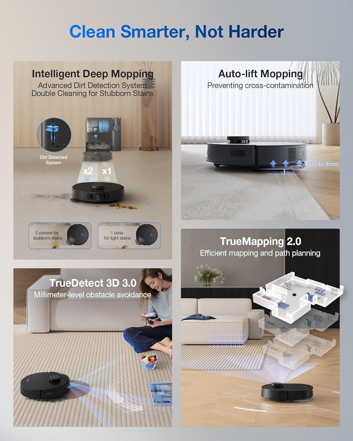Robot Aspirateur Et Laveur Sans Fil - Aspiration Puissante, Connecté WiFi/App/Alexa - Autonomie 120 Min - Neuf