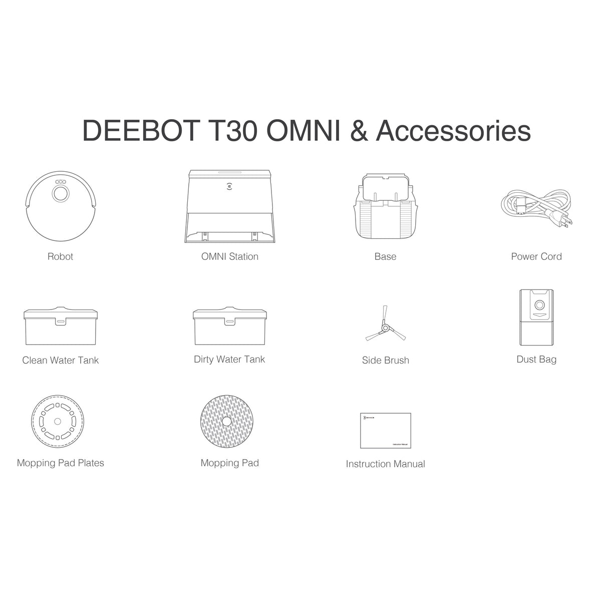 DEEBOT T30 PRO OMNI Robot Vacuum Cleaner - OMNI Station, 11000Pa Suction, 290min Runtime