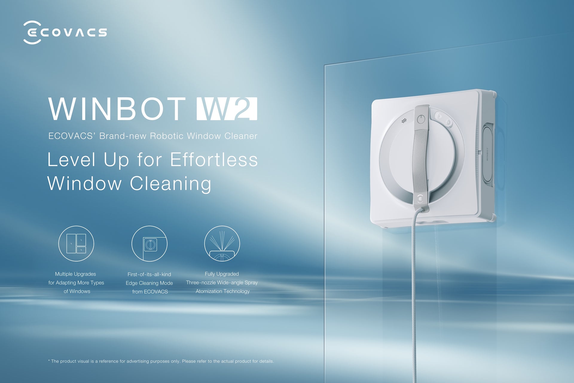 WINBOT W2 Smart Window Cleaner - 5,500 Pa, WIN-SLAM™ 4.0 – Ecovacs ...